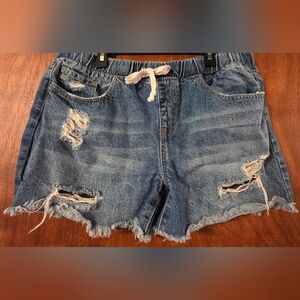 YMI Blue Distressed Jean Shorts Large